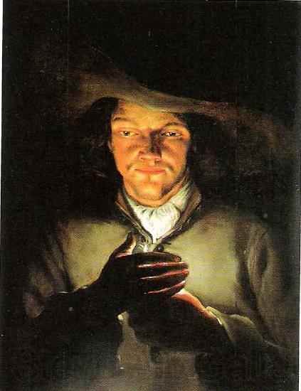 unknow artist Mann mit brennender Kerze von Nachfolger Godfried Schalcken Norge oil painting art